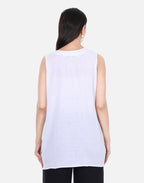 White Mulmul Cotton Sleeveless Short Kurta