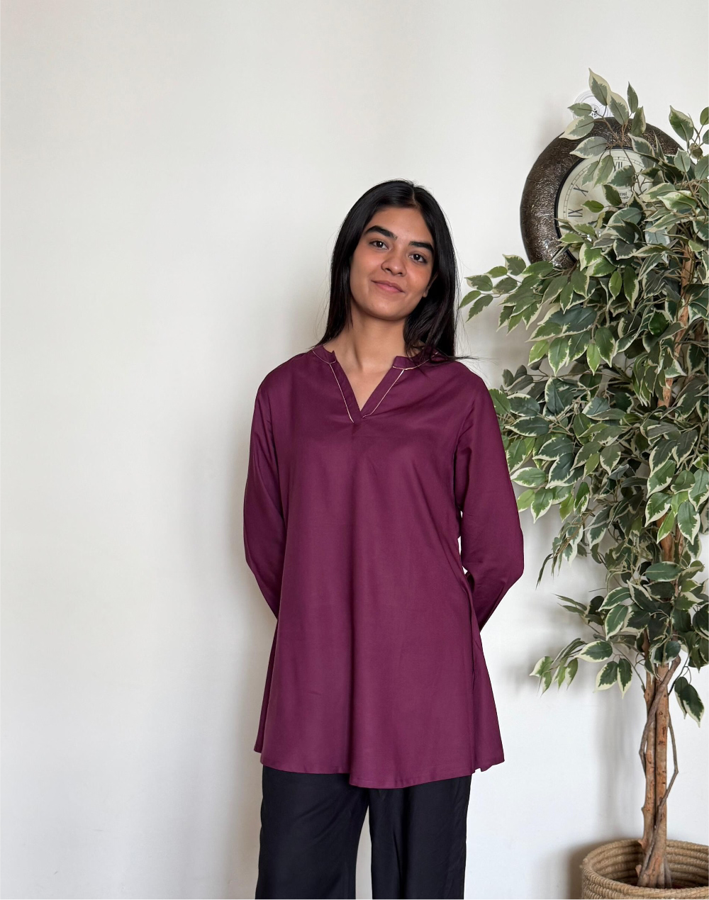 Wine Short Kurta
