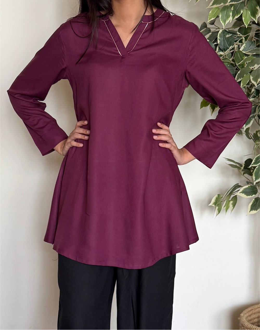 Wine Short Kurta