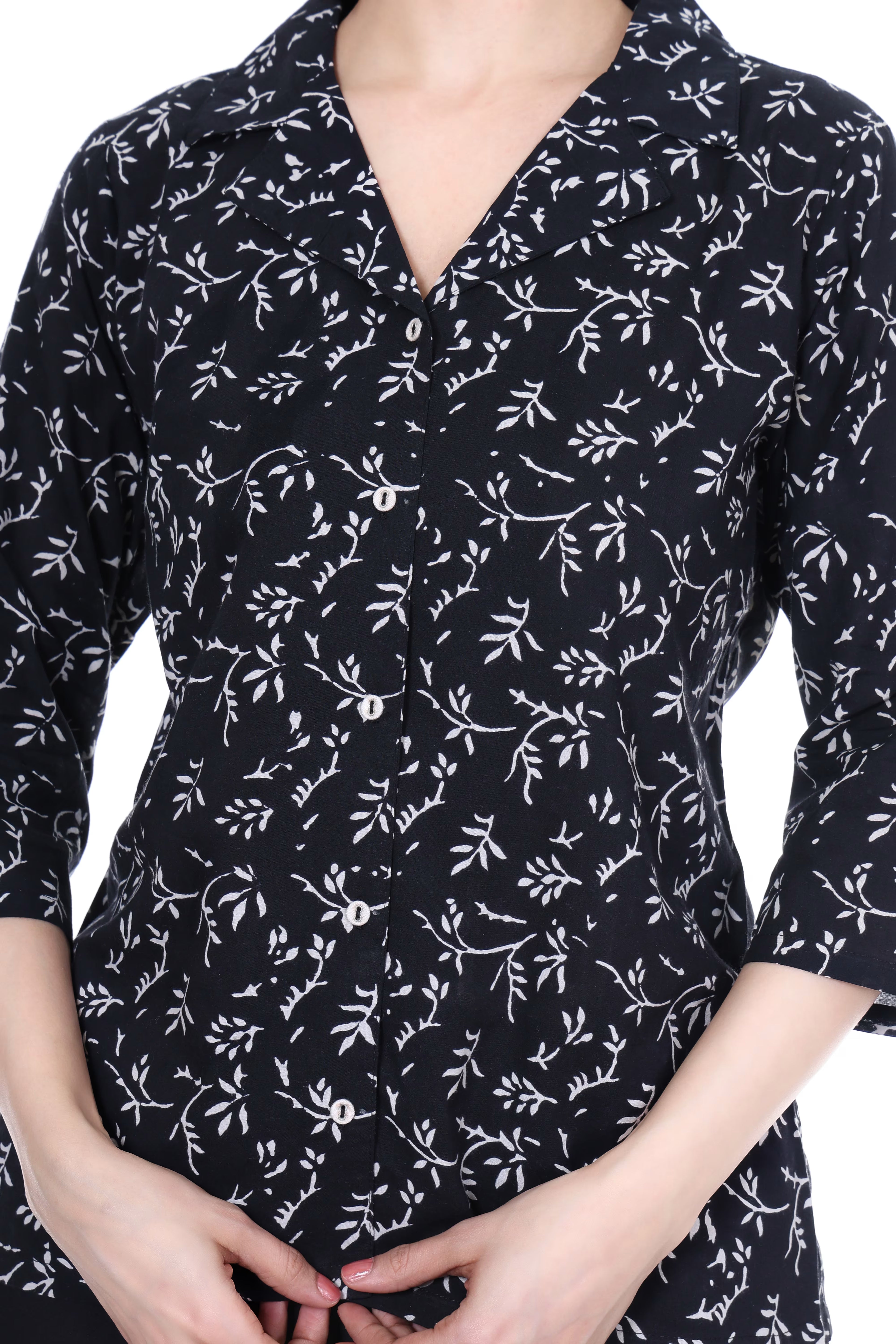 Black Shirt - Hand Block Print