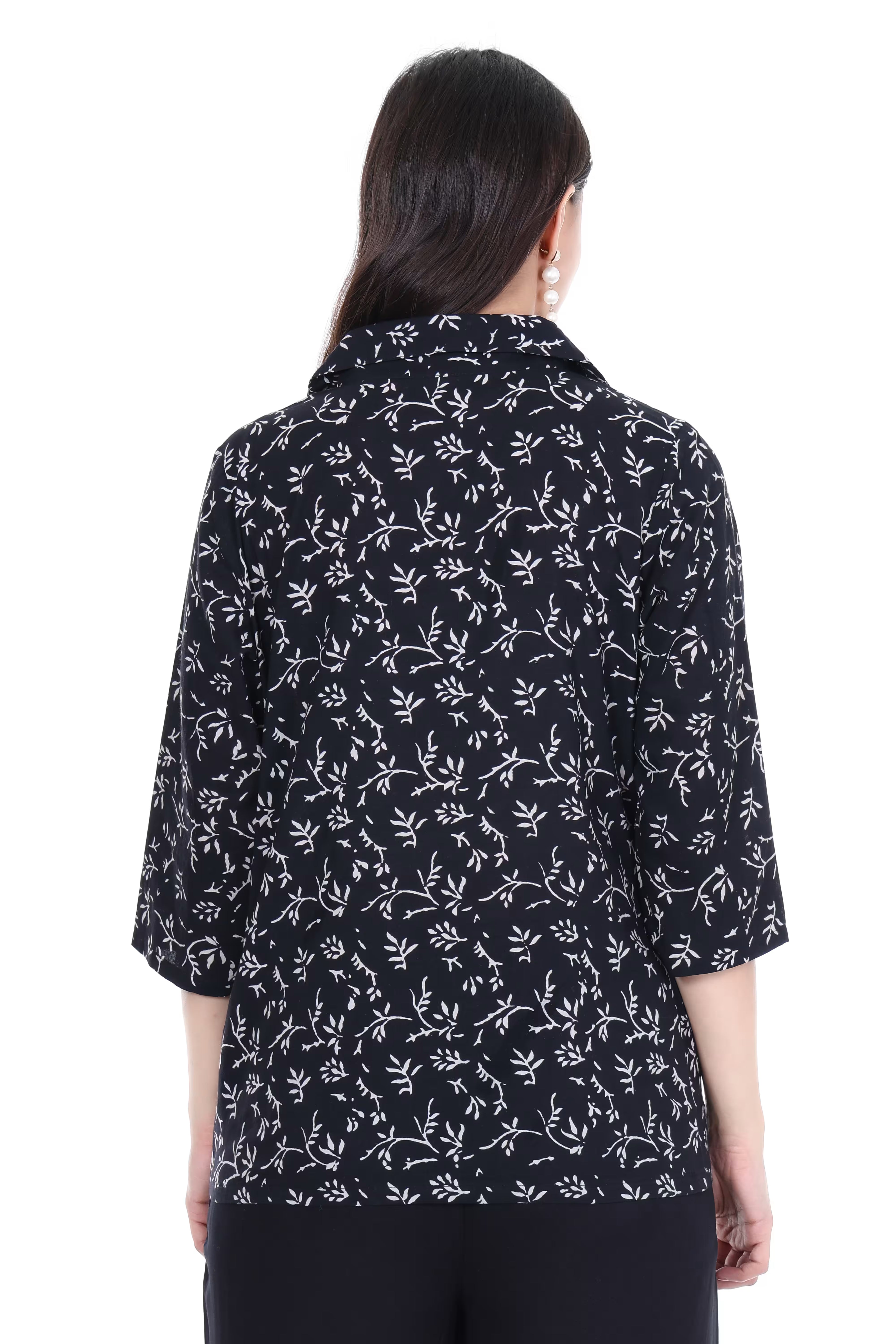 Black Shirt - Hand Block Print