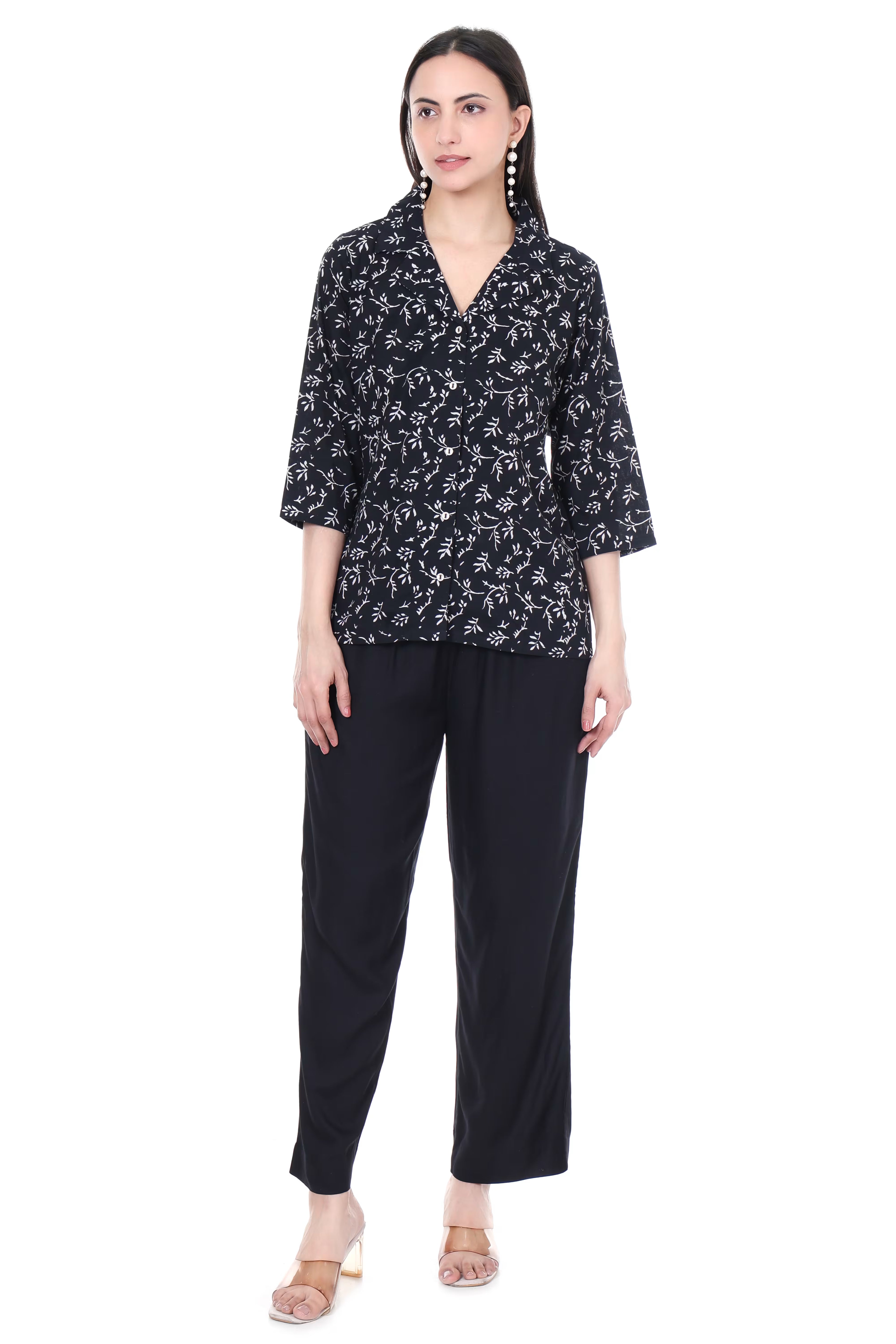 Black Shirt - Hand Block Print