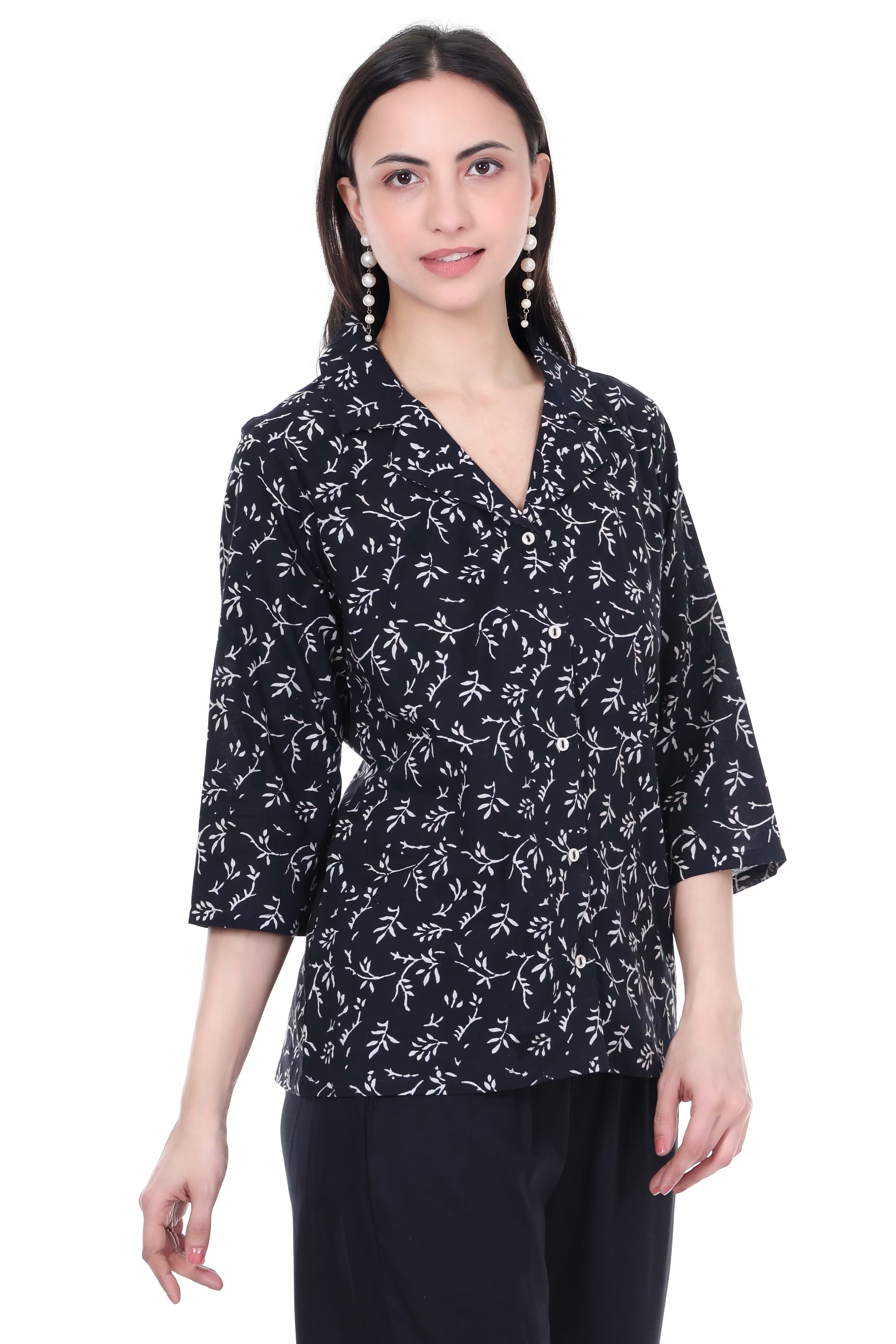Black Shirt - Hand Block Print
