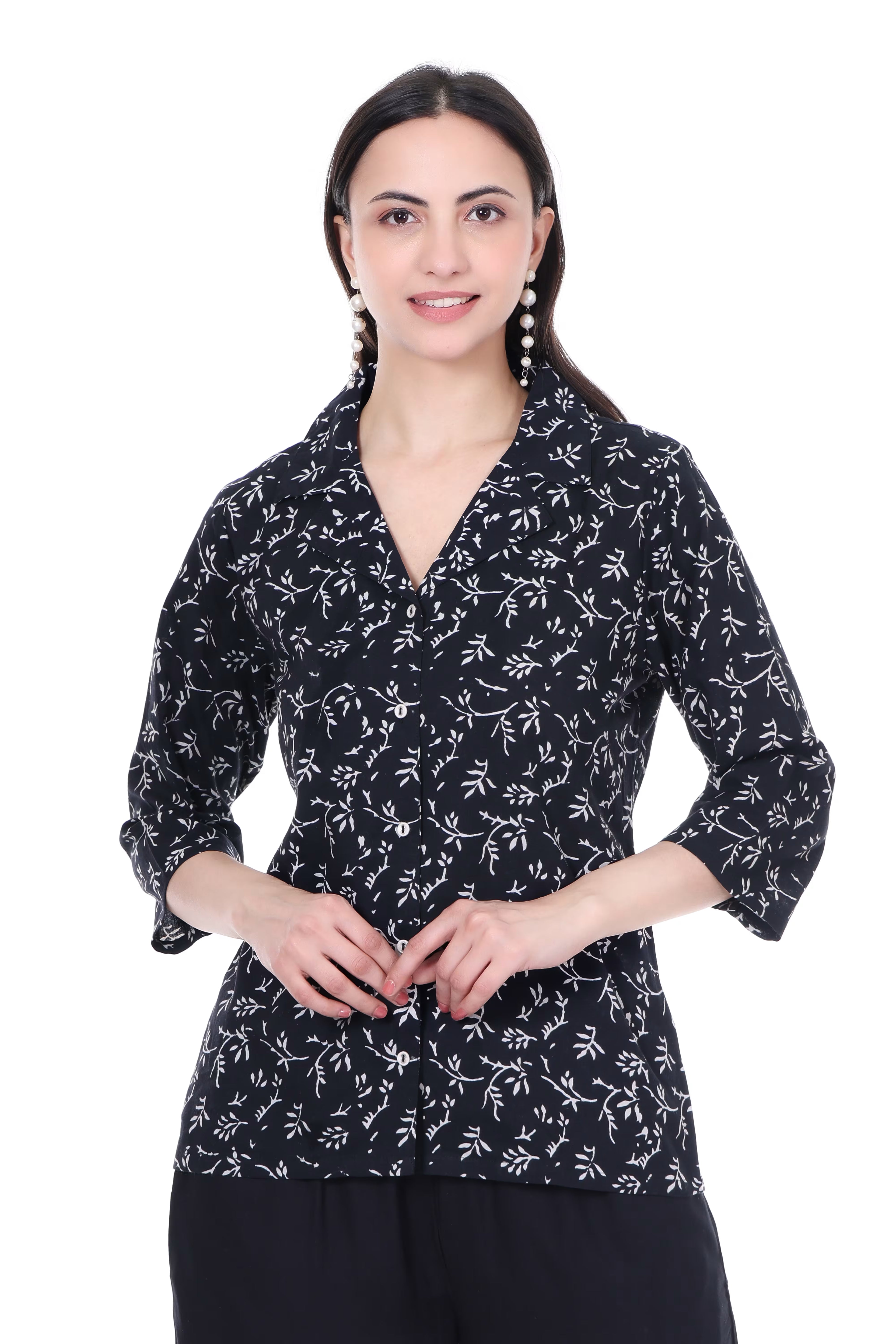 Black Shirt - Hand Block Print